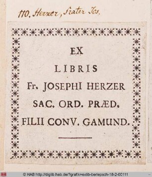 Exlibris des Joseph Herzer