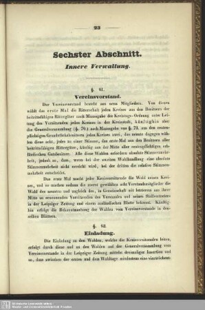 Sechster Abschnitt. Innere Verwaltung
