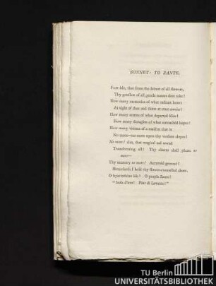 Sonnet to Zante