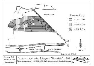 Strohertragskarte Scheyern "Flachfeld" 1992 (Sommergerstenstroh, ASHTECH DGPS, DMS-Wiegetechnik in Rundballenpresse)