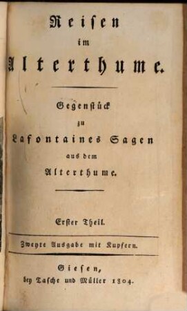 Reisen im Alterthume : Gegenstück zu Lafontaines Sagen aus dem Alterthume, 1