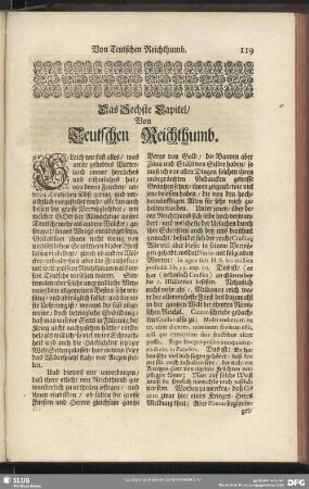 Das Sechste Capitel. Von Teutschen Reichthumb