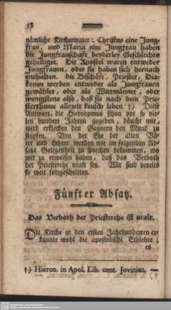 Fünfter Absatz. Das Verboth der Priesterehe ist uralt