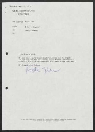Brief an Ulrike Schmidt, 15.04.1991