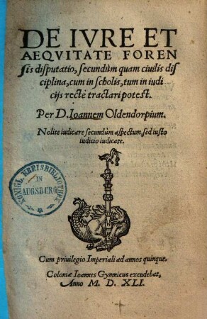 De iure et aequitate forensis disputatio