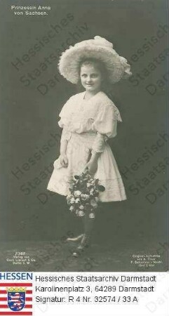 Anna Erzherzogin v. Österreich geb. Prinzessin v. Sachsen (1903-1976) / Porträt als Kind, stehend, Ganzfigur