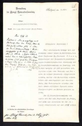 Interner Nachruf der Königlichen Naturaliensammlung zum Tod von Professor Dr. E. Fraas