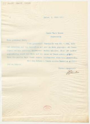 Brief an Emil Kross : 01.07.1912