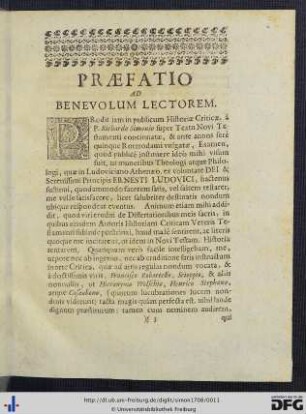 Praefatio ad Benevolum Lectorem.