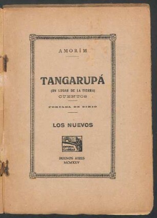 Tangarupá : (un lugar de la tierra) ; cuentos