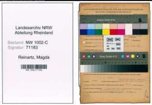 Entnazifizierung Magda Reinartz, geb. 28.07.1900 (Geschaeftsinhaberin)