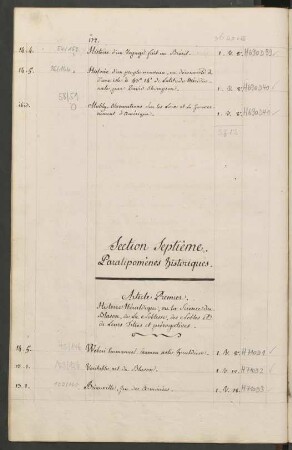 Section Septième. Paralipomènes Historiques.