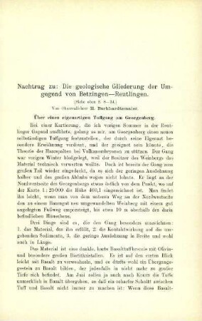 Nachtrag zu: Die geologische Gliederung der Umgegend von Betzingen-Reutlingen