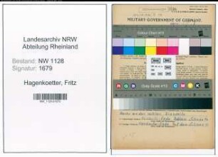 Entnazifizierung Fritz Hagenkoetter , geb. 16.08.1912 (Polizist)