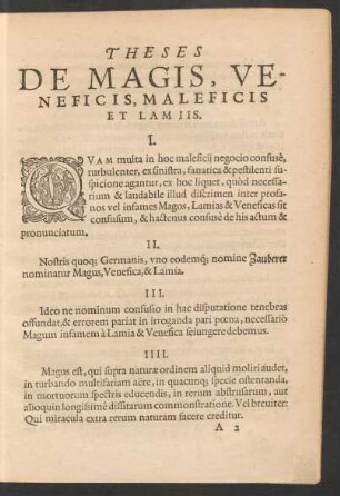Theses De Magis, Veneficis, Maleficis Et Lamiis.