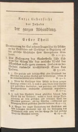 Kurze Uebersicht des Inhalts der ganzen Abhandlung