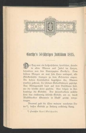 Goethe's 50 jähriges Jubiläum 1825