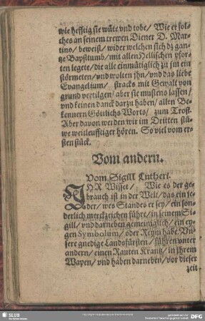 Vom andern. Vom Sigill Lutheri