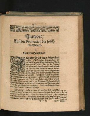Antwort/ Auff die Salvation der sechsten Ursach.