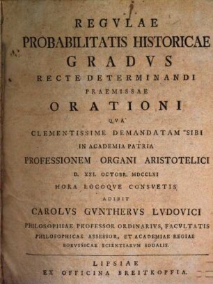 Regulae probabilitatis historicae gradus recte determinandi