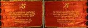 Ehrenbanner des ZK der SED, des Bundesvorstandes des FDGB und des Ministerrates der DDR zum Wettbewerb anlässlich des 25. Jahrestages der DDR