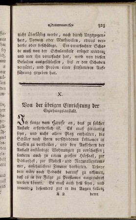 X. Von der übrigen Einrichtung der Erziehungsanstalt