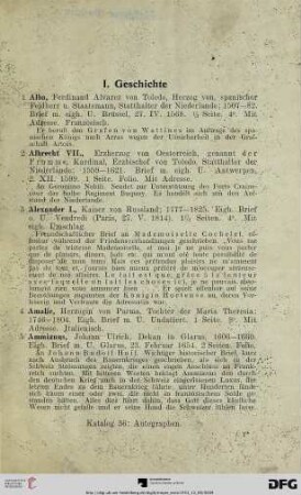 I. Geschichte (Nr. 1-299)
