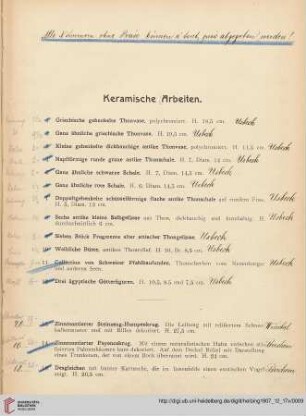 Keramische Arbeiten (Nr.1-157)
