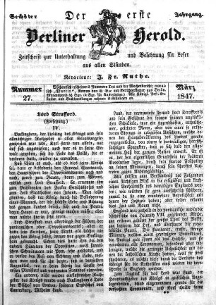 Nummer 27, März 1847
