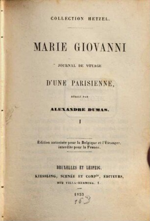 Marie Giovanni : Journal de voyage d'une Parisienne, 1