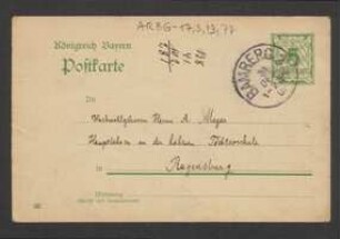 Brief von Georg Fischer an Anton Mayer