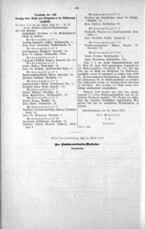 In nicht öffentlicher Sitzung (126), 26. April 1911
