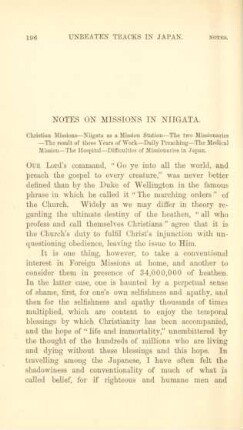 Notes on missions in Niigata