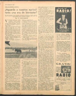 ¿Aguarda a nuestros agricultores una era de bienestar? : Cosas de nuestra campaña