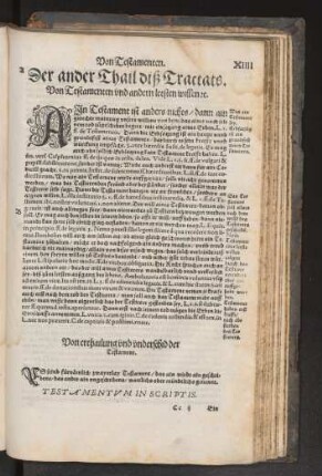 Der ander Thail diß Tractats. Von Testamenten vnd andern letsten willen
