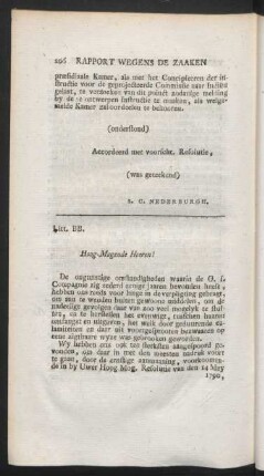 Litt. BB. Hoog-mogende heeren!