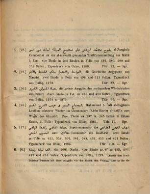 Catalog : Verzeichniss der von mir aus d. Orient eingef. arab., pers. u. türk. Bücher, für welche ich um Aufträge bitte u. prompte Ausführung zusichere, 6