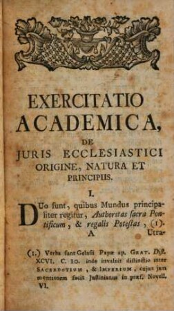 Pauli Iosephi Riegger ... Exercitatio academica de iuris ecclesiastici origine, natura et principiis