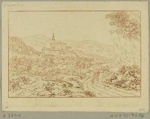 Schloss Weesenstein über dem Müglitztal (Müglitztal-Weesenstein) südöstlich von Dresden, Blick vom Abendfrieden nach Süden