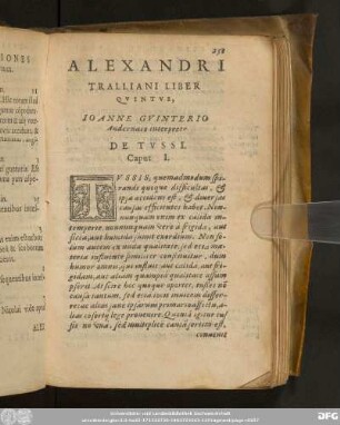 Alexandri Tralliani Liber Quintus, Ioanne Guinterio Andernaco interprete.