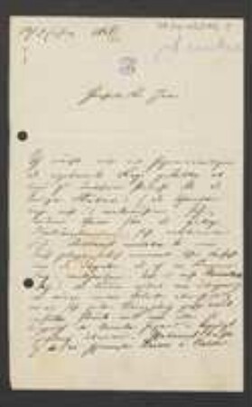 Brief von Theodor Sendtner an Unbekannt