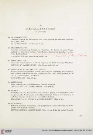 K. Metallarbeiten (Nr. 500-515)