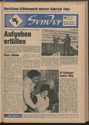 Betriebszeitung 'WF-Sender', Nr.13/1969 (28. März 1969)