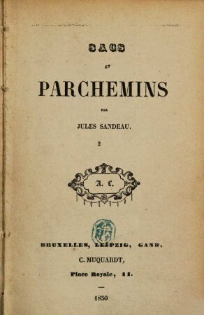 Sacs et parchemins : Par Jules Sandeau, 2