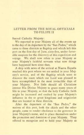 Letter from the royal officials to Felipe II