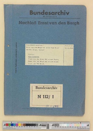 Privatkorrespondenz.- Grete van den Bergh mit ihrem Mann Ernst van den Bergh: Einlauf
