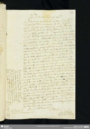 Brief des Giovanni Ludovico Conte della Torre