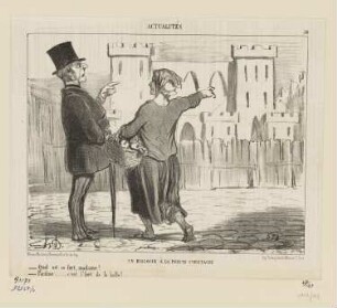 Un dialogue à la pointe Saint-Eustache, Blatt 38 aus: "Actualités“, in: „Le Charivari“, Paris 1853