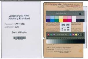 Entnazifizierung Wilhelm Van Berk , geb. 16.03.1906 (Keramiker)
