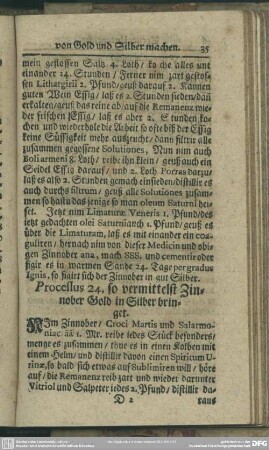 Processus 24. so vermittelst Zinnober Gold in Silber bringet